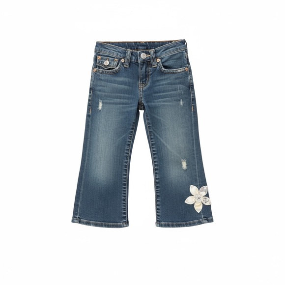 VHTF: new True Religion ʊ Joey Flower Patchwork Crop Denim Flare Jeans ʊ 12 Girl - Picture 15 of 16